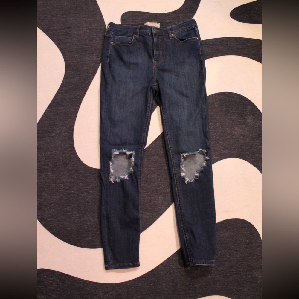 Free People Blue Skinny Distressed Jeans